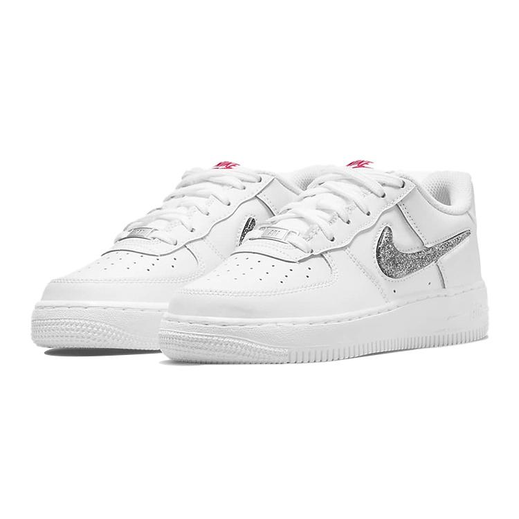 (GS) Nike Air Force 1 LV8 'White Black Metallic Silver' Kids' DC9651-100