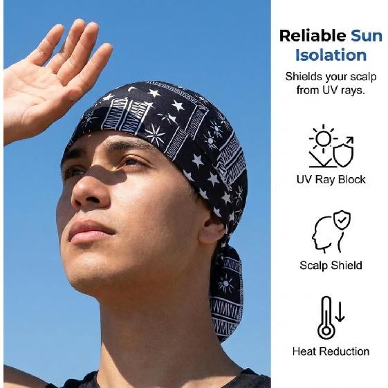 Paisley Cooling Headscarf Cap Set, 6 Pcs Do Rags Skull Cap Men Women Helmet Liner Head Bandana Motorcycle Durags Caps