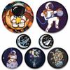 58MM Creative Cartoon Planet Astronaut Enamel Pins Space Rocket Round Brooch Cartoon Badge for Backpack Hat Jewelry Accessories Gift