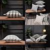 Pillowcase Only Modern Minimalist Soft Polyester Cotton Grid Pattern Pillow Cover For Couch Living Room Bedroom