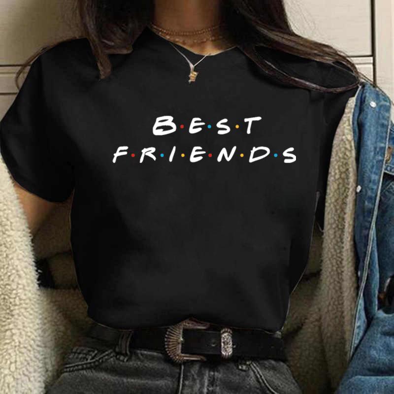Fashion Friends Женская футболка с рисунком из мультфильма Женская футболка в стиле хип-хоп Женские рубашки Летний топ Уличная женская одежда