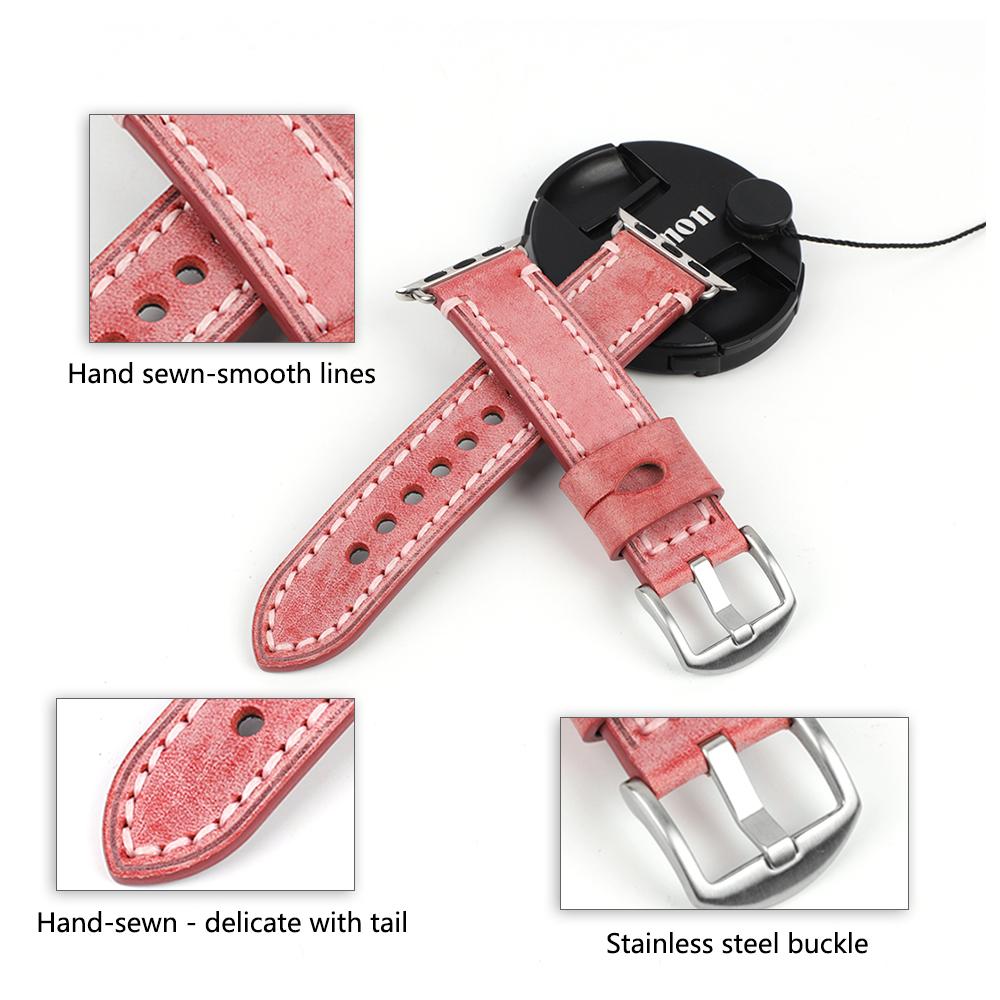 Vintage Bridle Leather Strap 44mm 40mm 42mm 38mm Brown Blue Coffee Gray Red Green Watch Bracelet Watchband Accessories