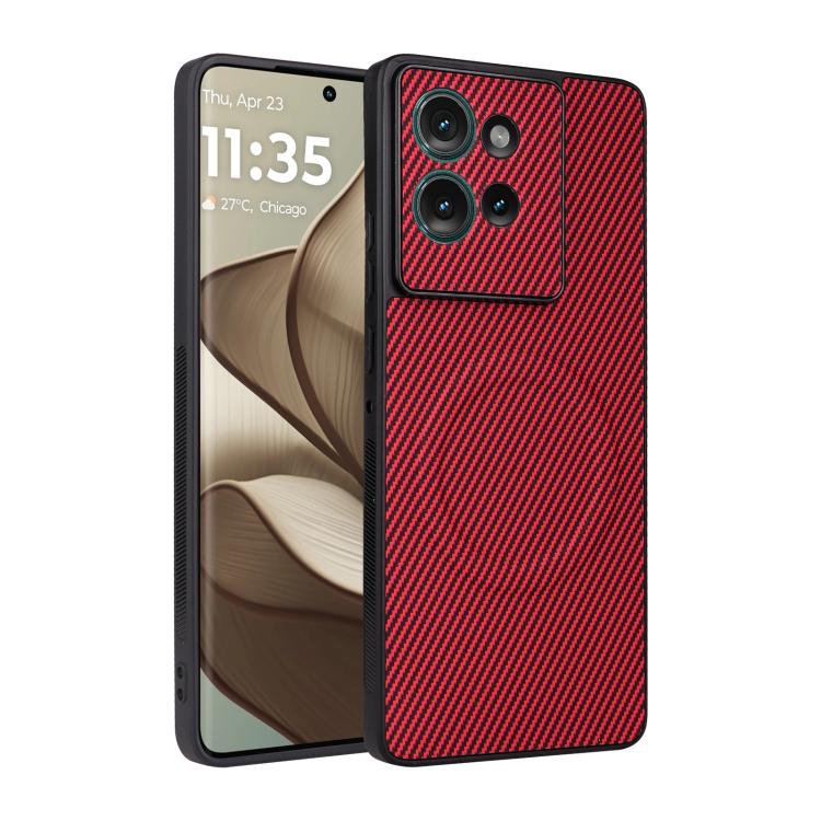 Precise-Cutout Carbon-Fiber-Texture Vegan-Leather Phone Case For Motorola Edge 50 Fusion 5G, PU TPU Anti-Scratch Lightweight Protective Cover