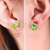 1 Pair Women Earrings Festive Fun Green Cartoon Ear Stud Unique Stylish Christmas Jewelry for Holiday Decoration