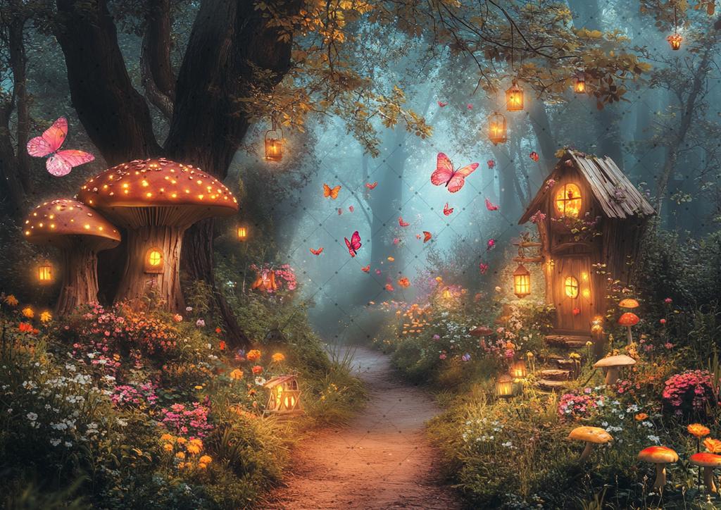 Fairy forest Glitter tree background Magic Forest night Butterfly photography birthday background party photo shoot decoration