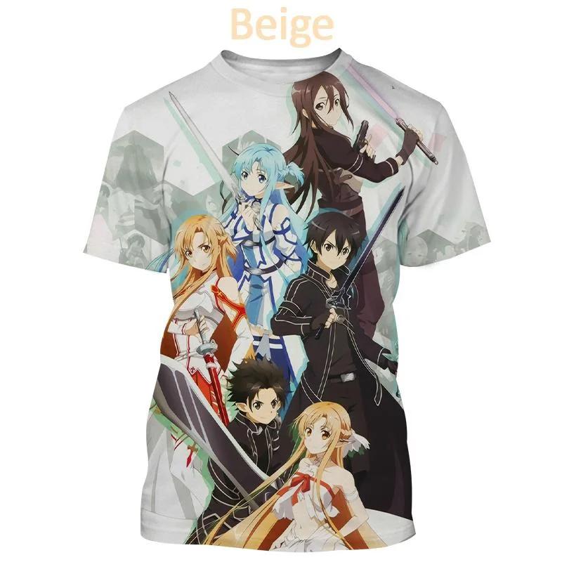 Print Sporty Quick-dry Breathable Men T-shirt Sword Art Online Animation Casual Harajuku Y2K Street Short Sleeve Clothing Top