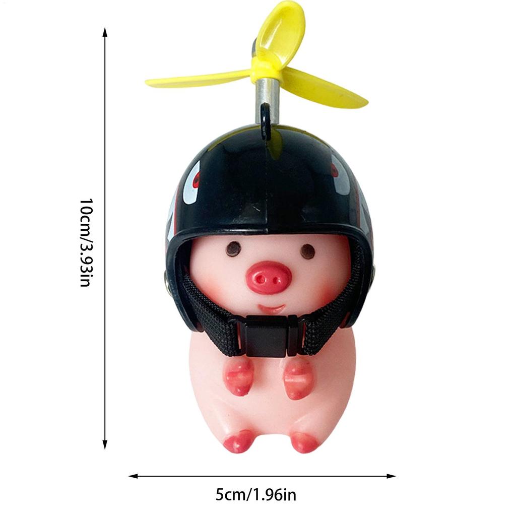 Bike Motor Accessories Pig with Propeller Helmet Broken Wind Rubber Pigs Toy Car Bicycle Pink Piggy Ornaments Handlebar Decor