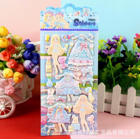 1Pcs Stickers Lovely Cartoon Girls 3D Kawaii Sticker Book Laptop Dress Up Stickers Kids Toys Pegatinas For Children Girl Gifts