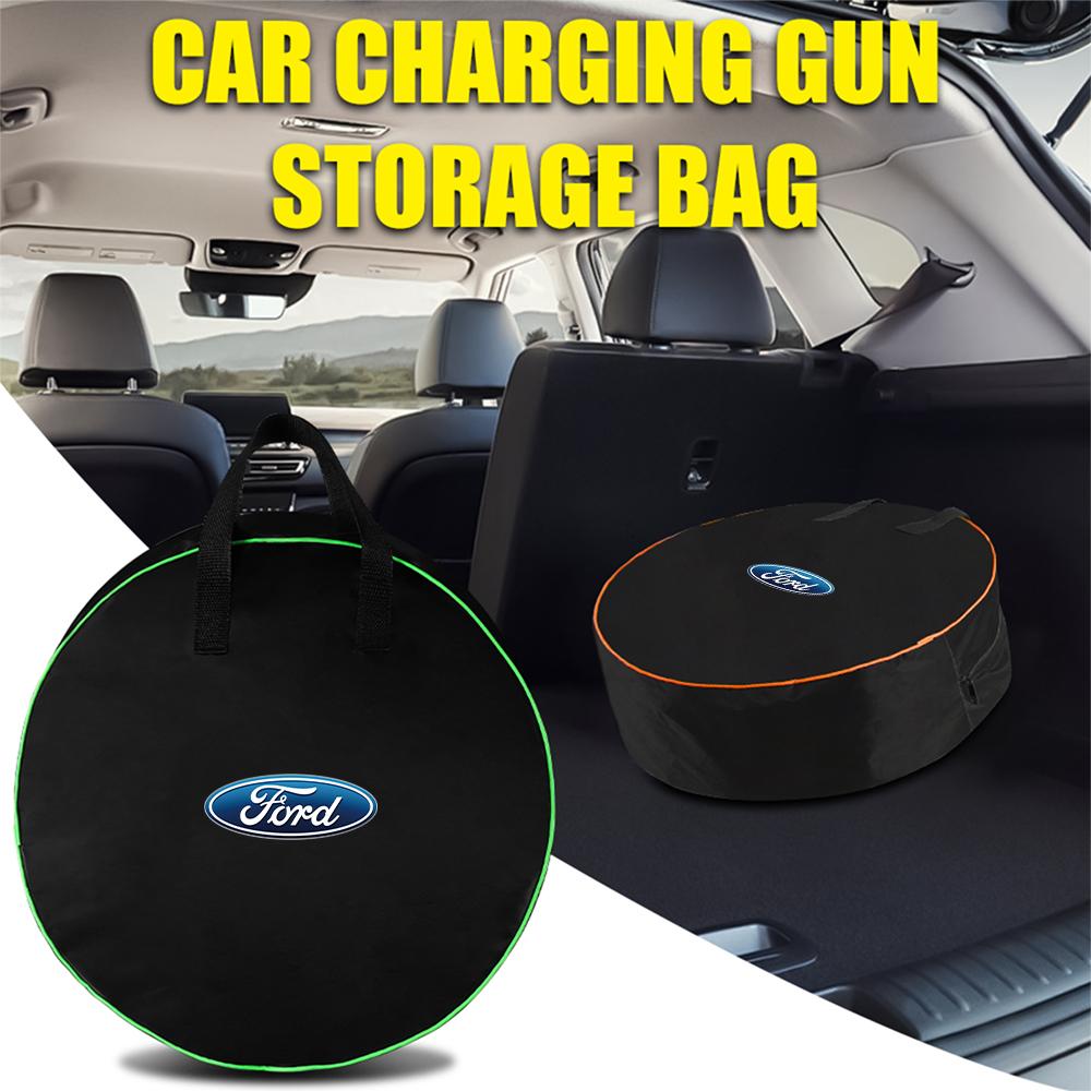 AKB1 Portable Car Storage Bag Carry Case USB Charger Cable Winder For Ford Focus ST Ranger Mondeo Kuga Ecosport Fiesta Shelby MK2
