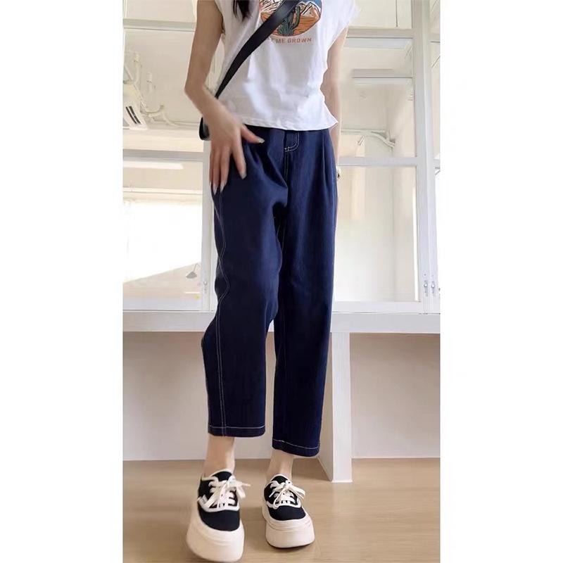 Женские джинсы-шаровары с высокой талией больших размеров - осень/зима, для невысоких женщин, свободный крой, визуально стройнят, прямые широкие штанины.