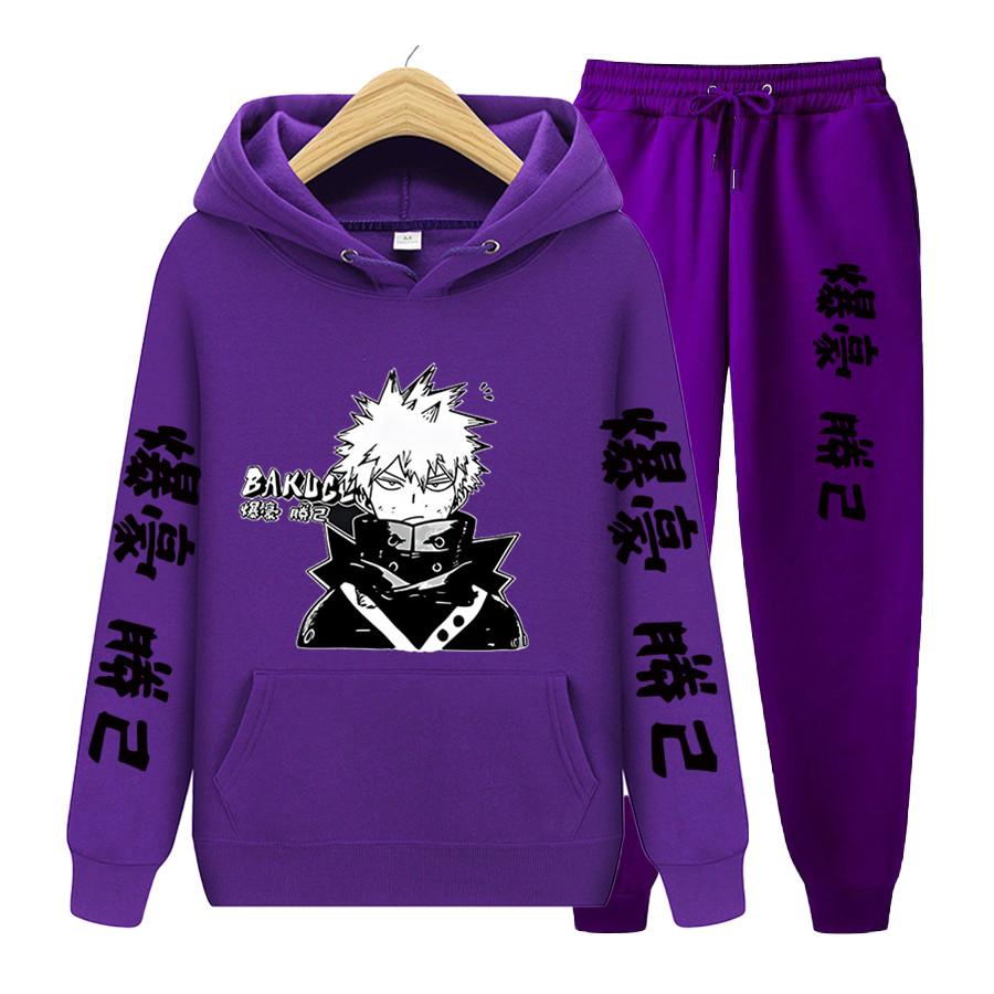 Женский комплект из 2 предметов с длинными рукавами, японское аниме «My Hero Academia Katsuki Bakugo», толстовка с капюшоном, одежда унисекс, толстовка