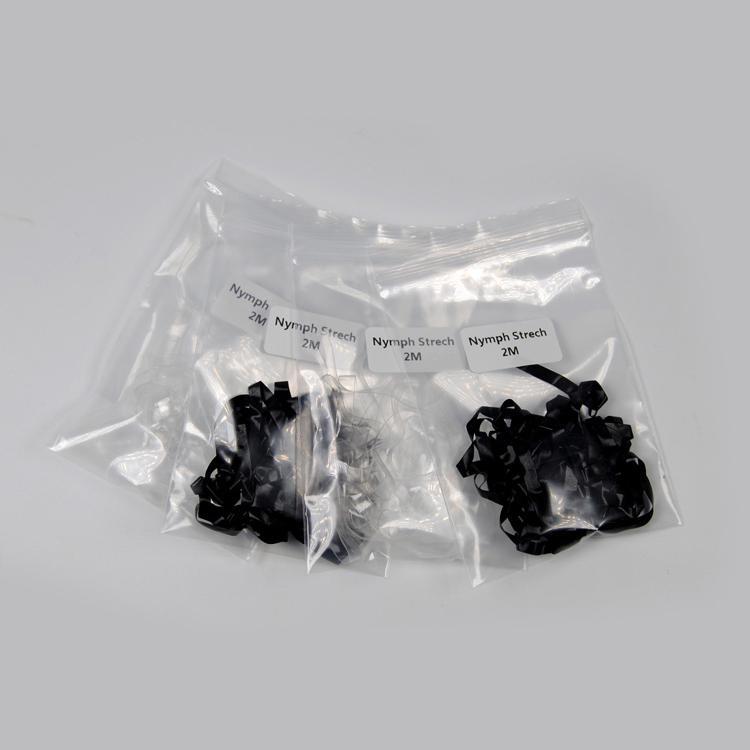 2 сумки по 2 метра, прозрачная черная эластичная лента для завязывания мушек «Нимфа» для изготовления гудок-червей
