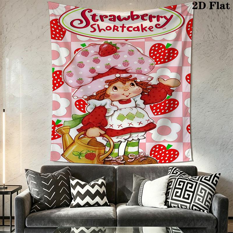 Strawberry Shortcake Wall Hanging Printed Fabric Blanket Decorative Tapestries for Bedroom Living Room Home Decor
