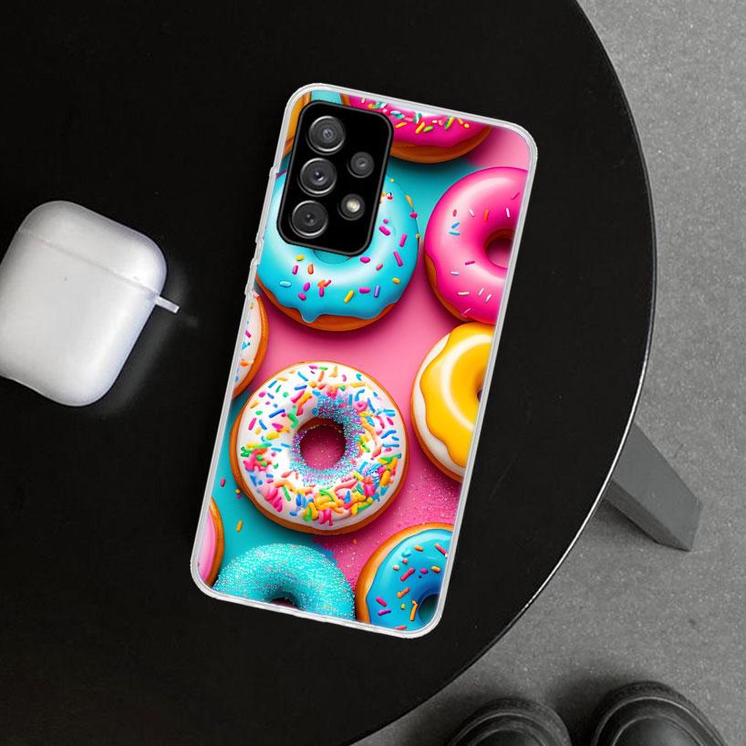 Macaron Ice Cream Cake Doughnut Phone Case for Samsung Galaxy A17 A16 A26 A36 A56 A57 A37 A15 A25 A35 A55 A14 A24 A34 A54 A13 A2