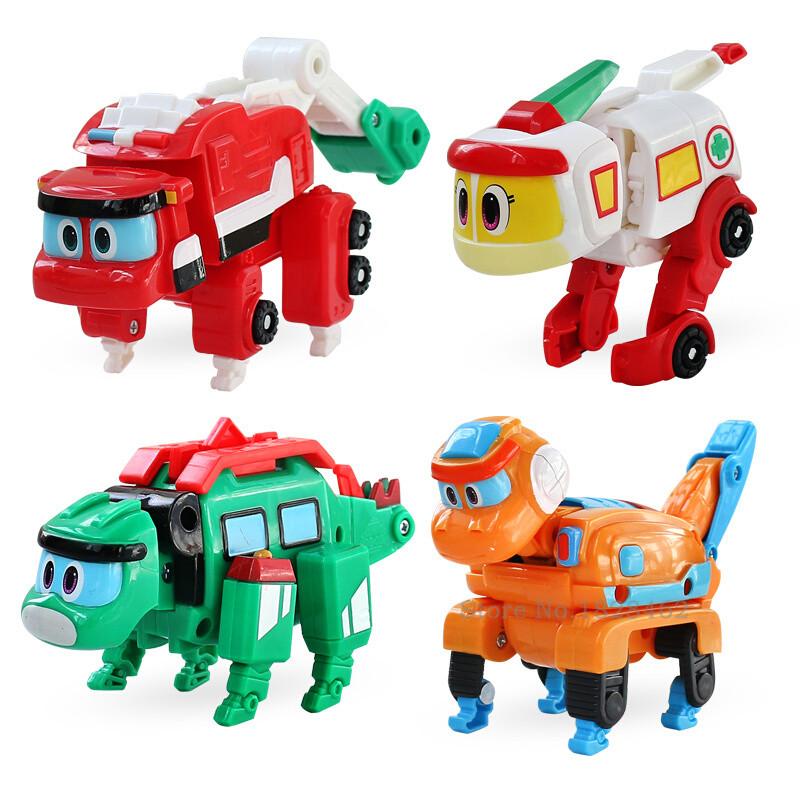 ABS Min Transformation Gogo Dino Action Figures REX Deformation Car Airplane Motorboat Crane Dinosaur Toys for Kids