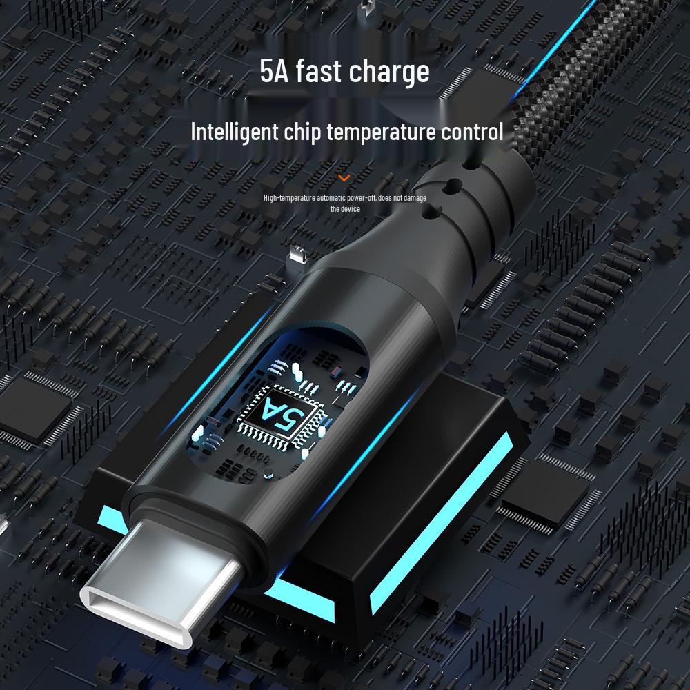 Кабель для быстрой зарядки 5A Dual Type-C PD100W с цифровым дисплеем для iPhone 15 и ноутбуков Huawei