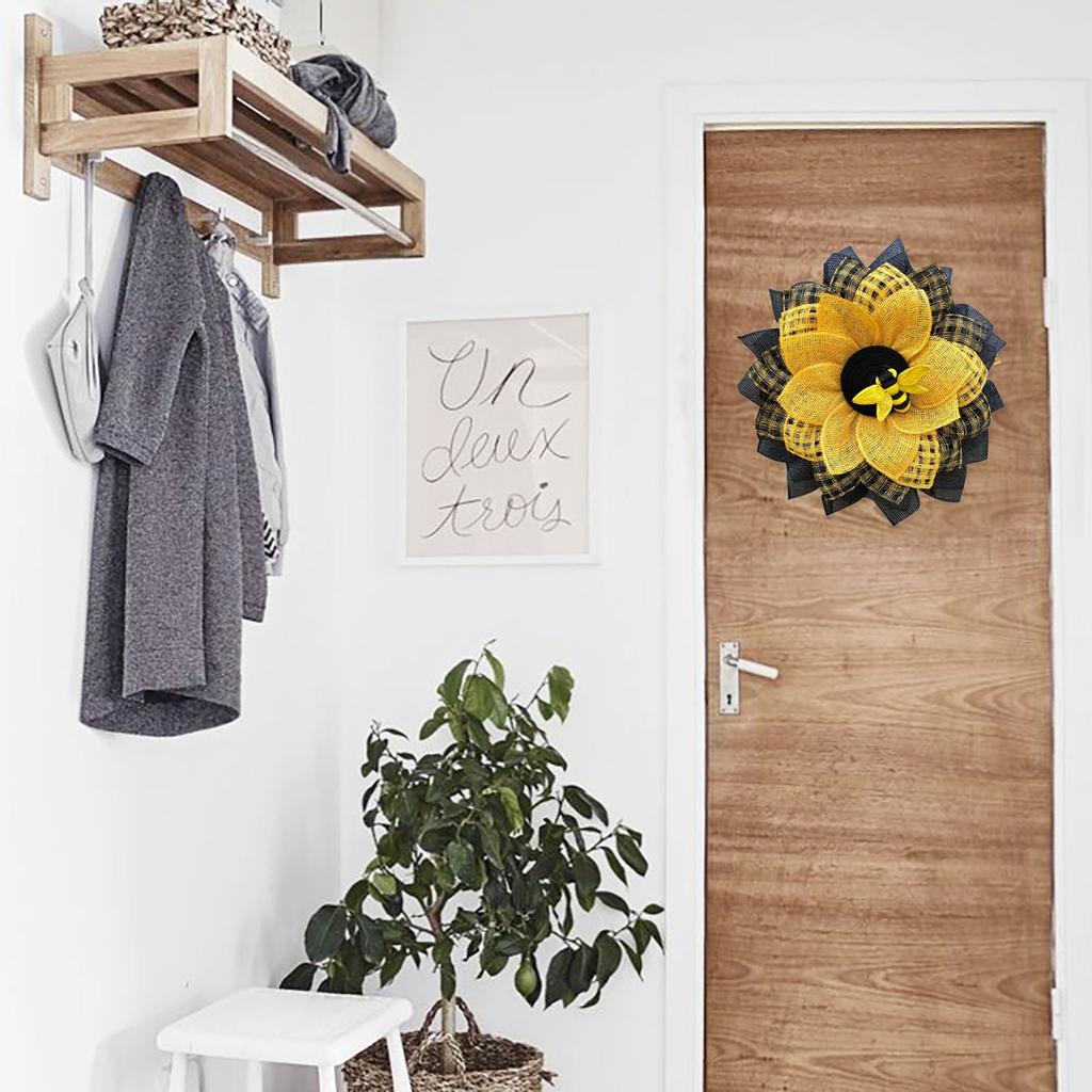 Simulation Leaf Bee SunflowerWreath Artificial Garland Hanging Pendants Wedding