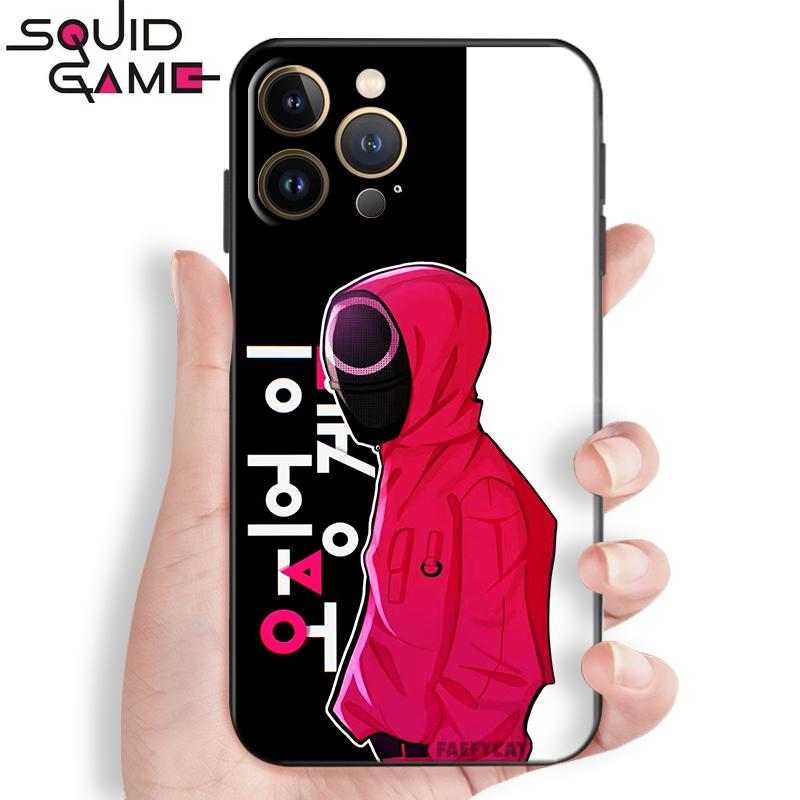 Чехол для телефона с изображением кальмара для Apple iPhone 13 12 11 Pro Mini X XR XS Max 5 5S 6 6S 7 8 Plus SE 2020, чехол из жидкого кремния с черной задней панелью