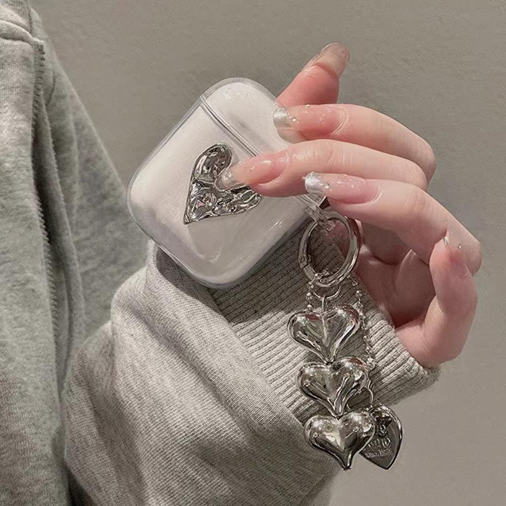 Трехмерный гальванический кулон-сердце Чехол для AirPods1/1/1/1 поколения Apple Чехол для Bluetooth-наушников pro/pro1
