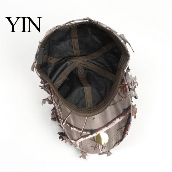 Outdoor Adventure Sun Protection 3D Leafy Camouflage Cap, Tactical Hunting Hat, Adjustable Jungle Breathable Hat Camo Cap for Men, Turkey Hunting,