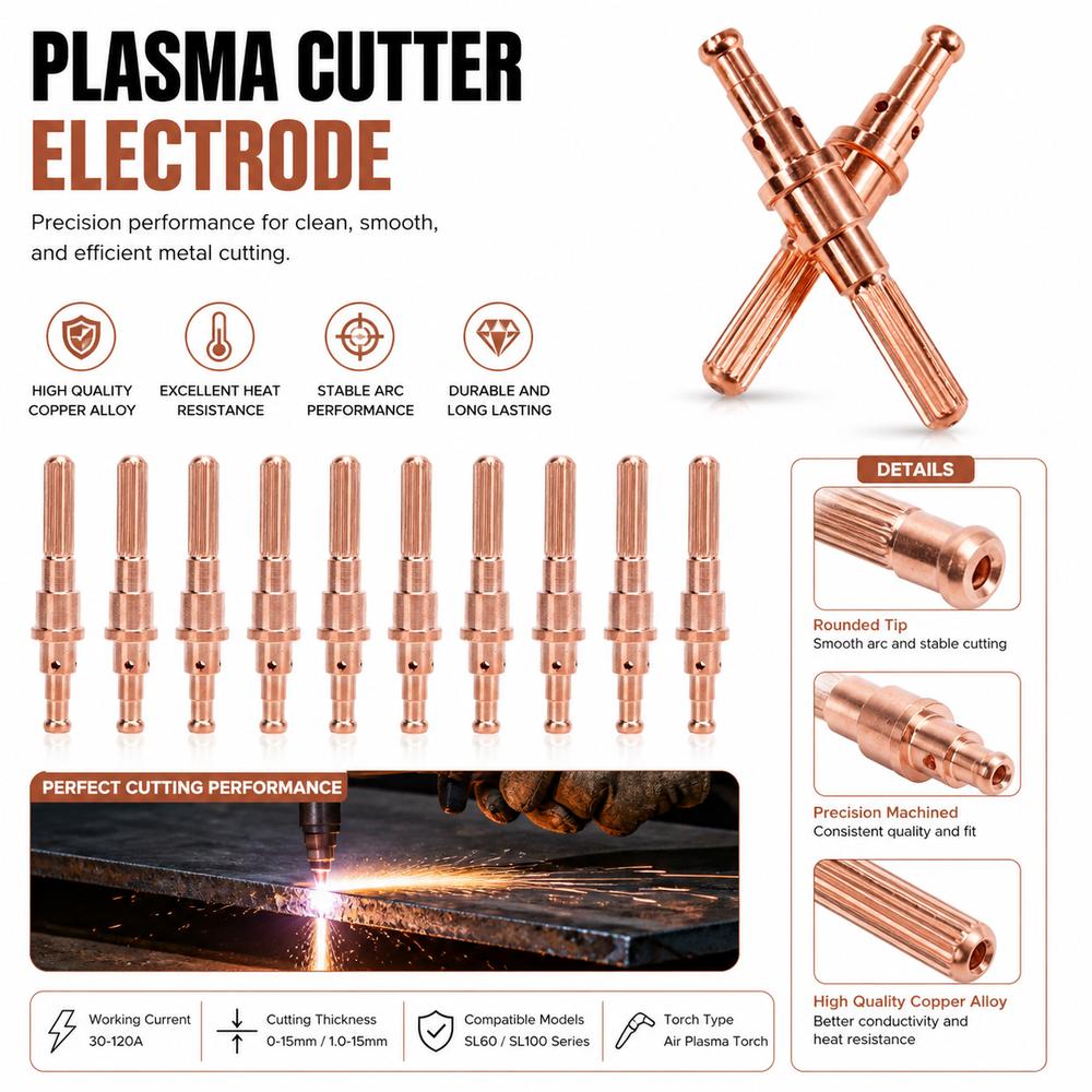 Cutting Nozzle Plasma Cutter Electrode Air Plasma Electrode Cutting Equipment Accessories