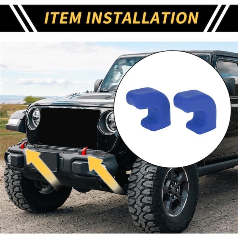 2Pcs Tow Hook Cover Protector Sleeve for Jeep Wrangler JK JL JT 07-23 Front Bumper Buffer Block