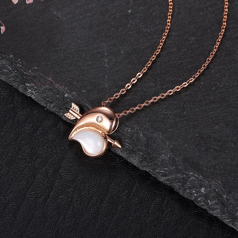 18k Gold Diamond Necklace One Arrow Piercing Heart Shell Heart Pendant 750 Whale Pendant Necklace