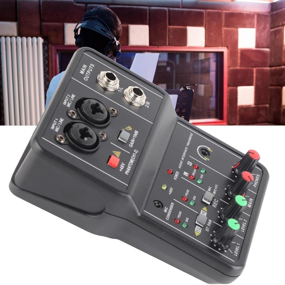 USB Interface Audio Mixer Console 2 Channels USB Sound Card Sound Mixing Board Music Production