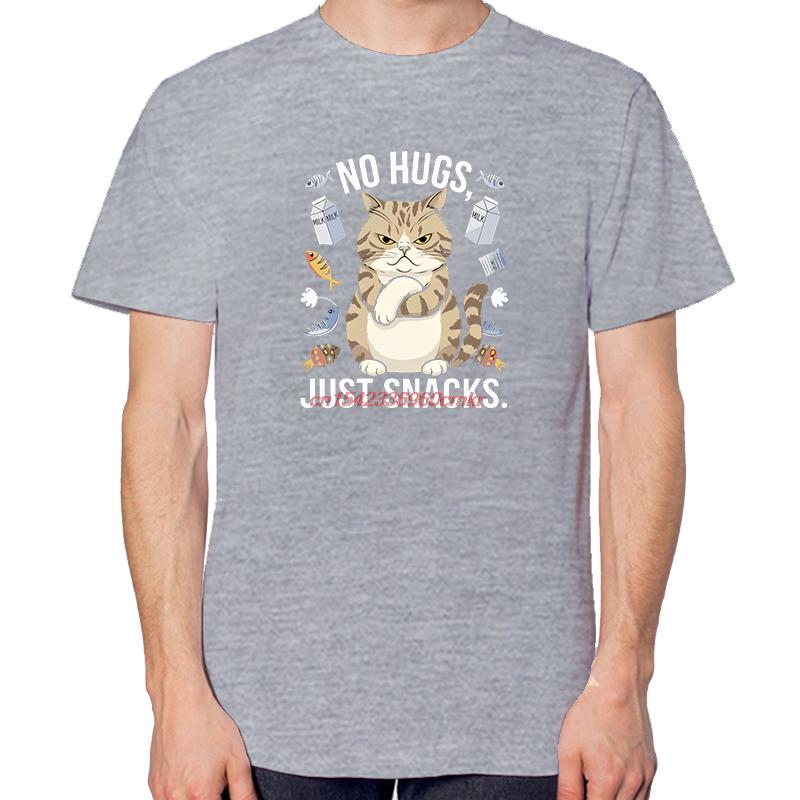 No Hugs Just Snacks Funny Cat Shirts Cute Graphic Tee Summer New In Tops And Tshirts Short Sleeve Tee Unisexs Cotton Tshirt