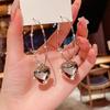 1 Pair Hoop Earrings Round Heart Pendant Plated Jewelry Exaggerated Appearance Dangle