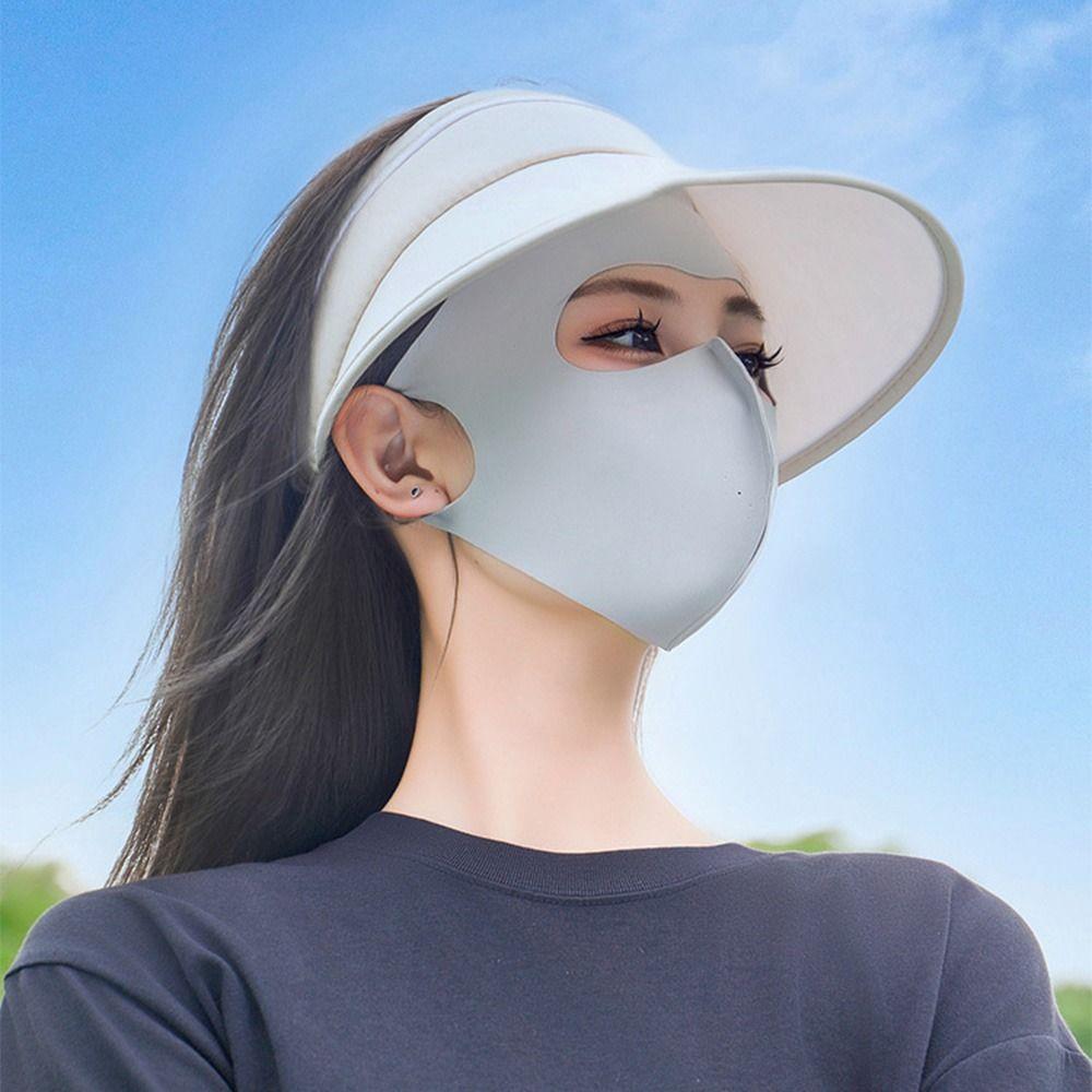 Full-Face Ice Silk Face Cover Reusable Ice Silk Sunscreen Mask Fashion UV Face Mask  Hiking