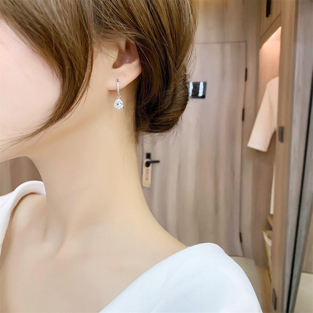 New Women Earring Pendant 925 Silver Fashion Simplicity Luxury Micro -Inlaid Zircon A Pair Piercing Hoops Earrings Jewelry Gift