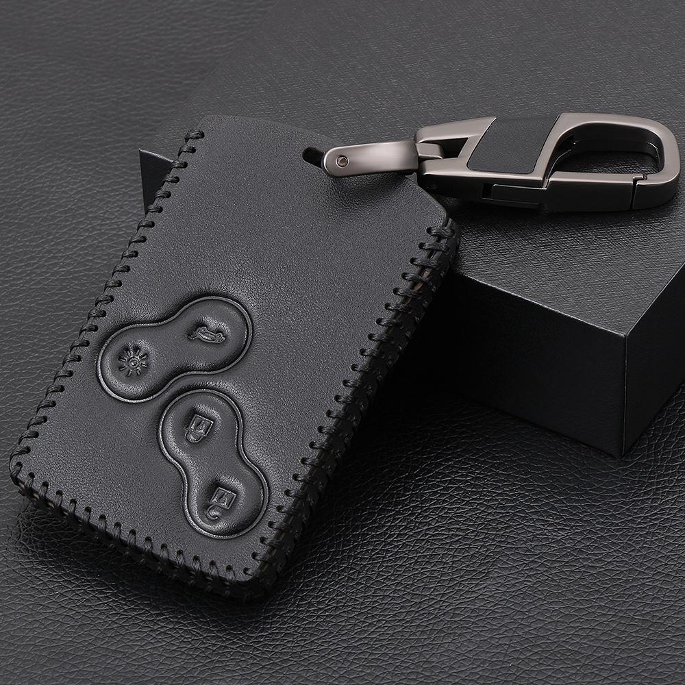 Новый дизайн, 4 кнопки, натуральная кожа, автомобильный Стайлинг, чехол для ключей, защитный чехол для Renault Clio Logan Megane 2 3 Koleos Scenic Card