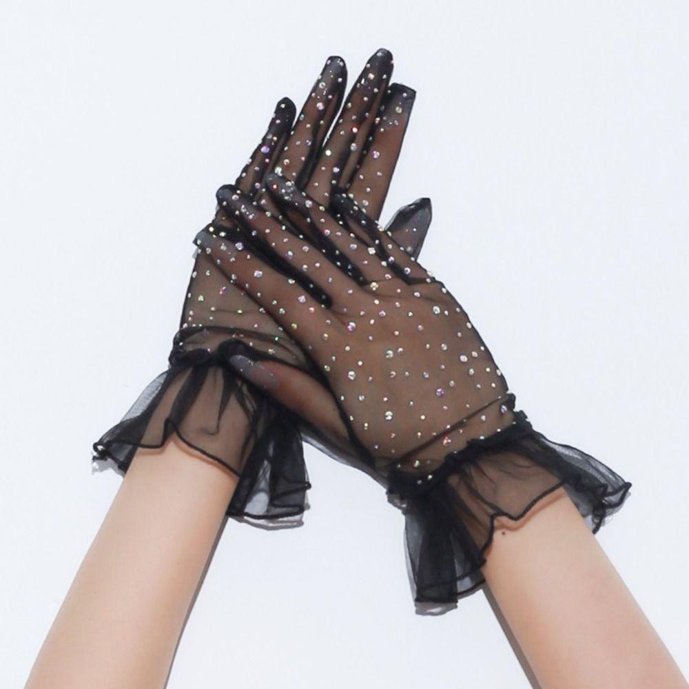 Floral Transparent Gloves Retro Short Gloves High Quality Wedding Gloves for Women