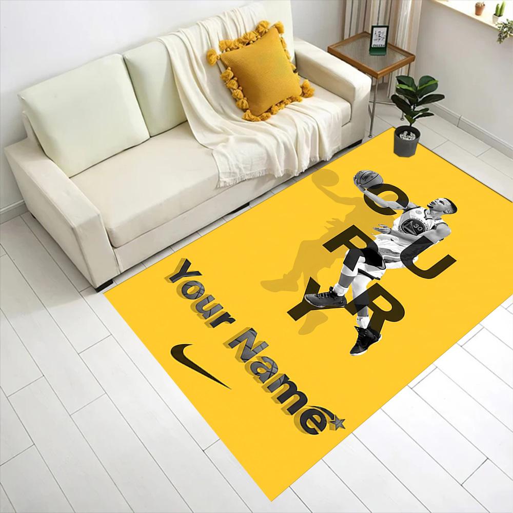 Basketball Player Action Customize Text Floor Rug Office Rug Design for Dormitory Study room Kitchen Balcony Antislip Carpet Anime Office Decor