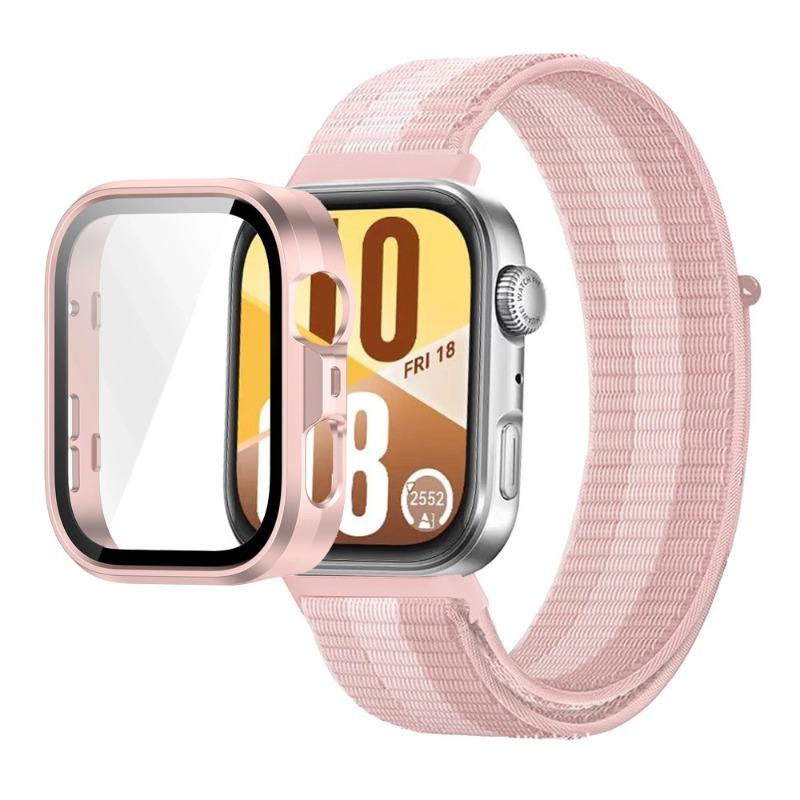 Нейлоновый ремешок + ПК-корпус для Huawei Watch Fit 3/4/4 Pro Защитный чехол от падения + Удобный дышащий браслет Ремешок Correa