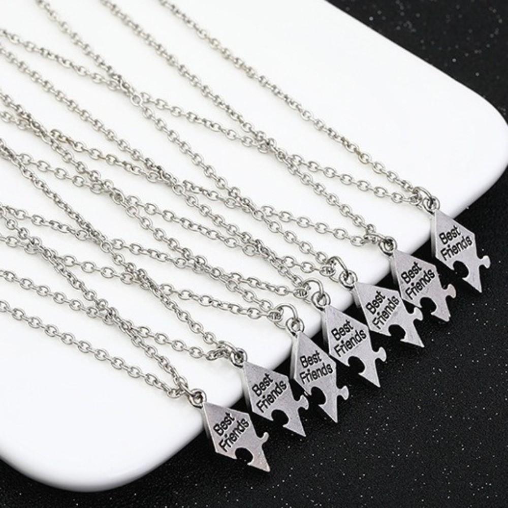 Creative Best Friend Necklace Silver Multi-person Splicing Necklace Friendship Necklace  Unisex