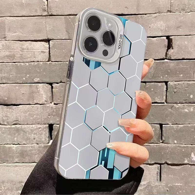 Стильный матовый ударопрочный жесткий чехол с узором "Соты" для Apple Iphone