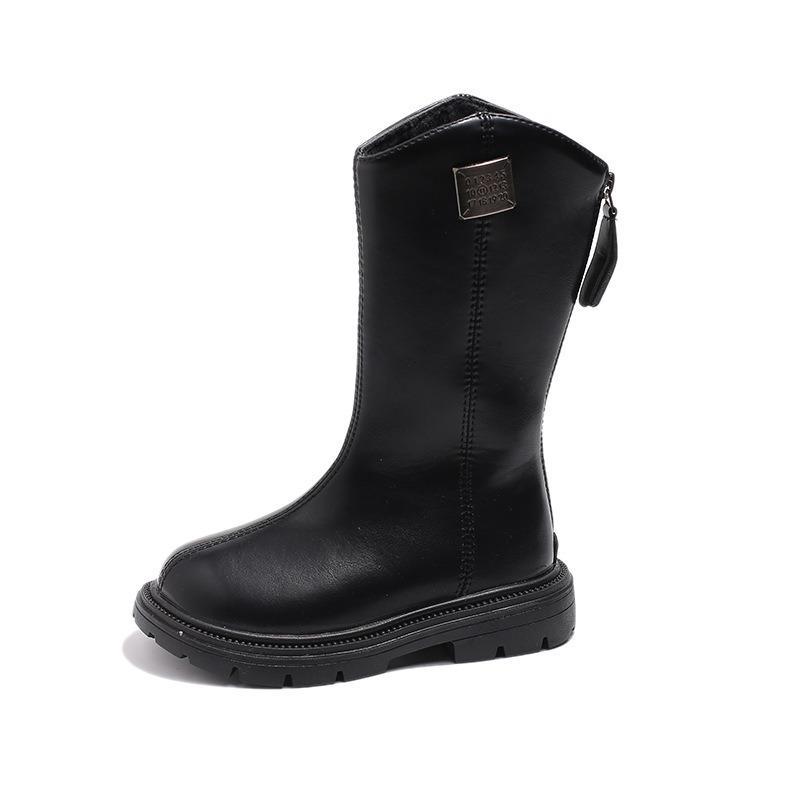 Сапоги для девочек из фланелевой ткани, два хлопка, высокие, осенне-зимние, новинка, рыцарские сапоги для маленьких девочек, корейская версия, детские хлопковые сапоги среднего и большого размера