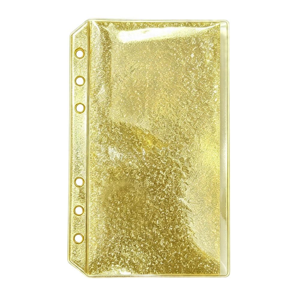 Flat Design PVC Binder Pockets A6 Colorful Glitter Document Filing Bag Waterproof 6-Hole Document Folders Journal Planner