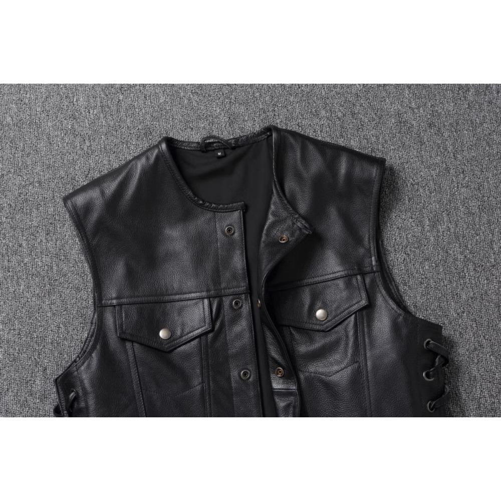 Китайский размер мужской кожаный жилет 100% коровья кожа мотоциклетный жилет байкерские кожаные жилеты мото кожаный жилет азиатский размер M-6XL M435