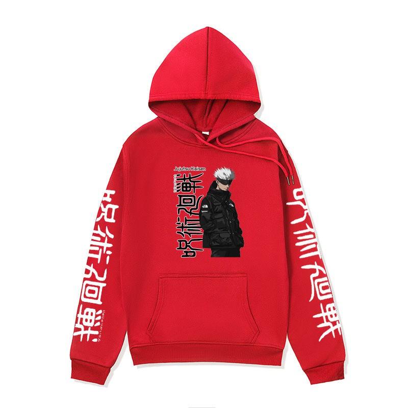 Mens Hooded Sweatshirt Anime Print Loose Fit Warm Fleece Lined Pullover Winter Casual Wear