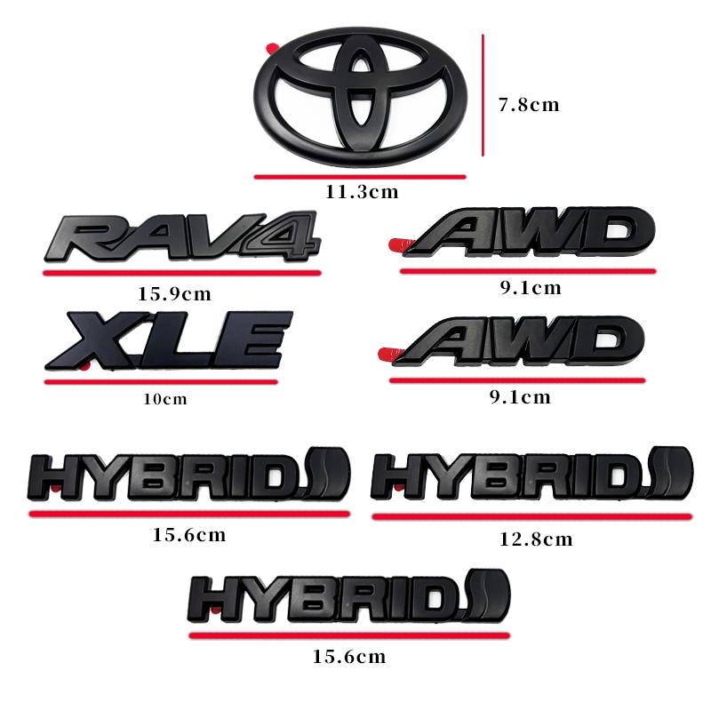 8 pièces de recouvrements ABS pour Toyota RAV4 XLE AWD 2019-2023, noir mat mélangé, pour emblèmes de capot - accessoires auto