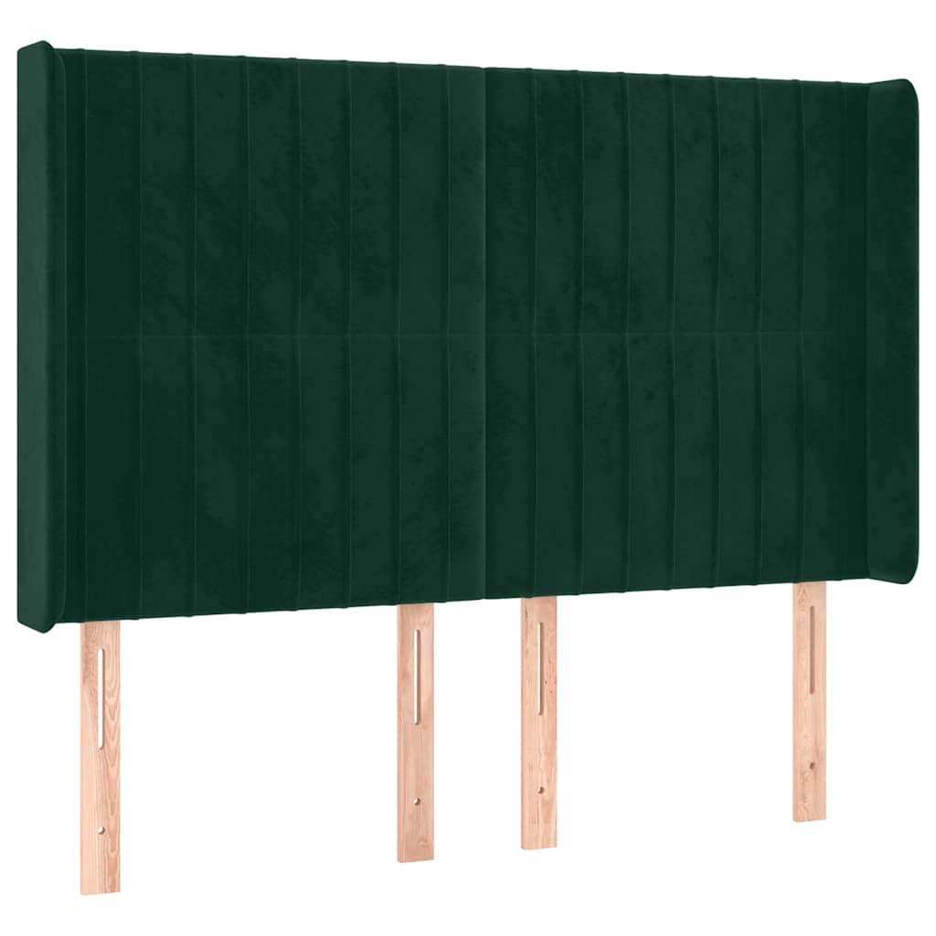 Headboard with Ears Dark Green 147 x 16 x 118 128 cm Velvet
