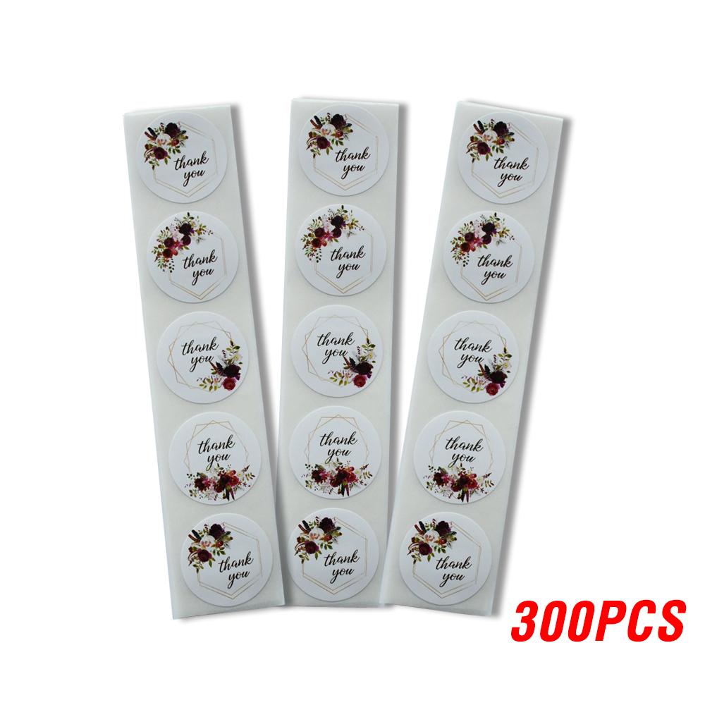 4 Design Flowers Thank You Stickers Round Scrapbook Packaging Sealing Labels Stationery Stickers 100-500pcs