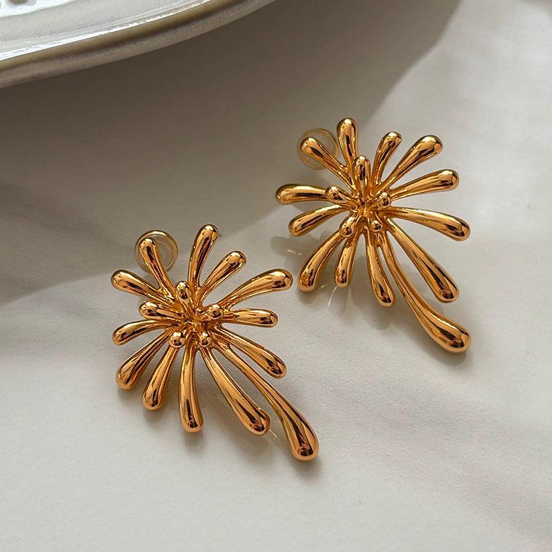 Cool fireworks sterling silver needle fireworks earrings, niche cold wind unique fine polishing Seiko personalized earrings