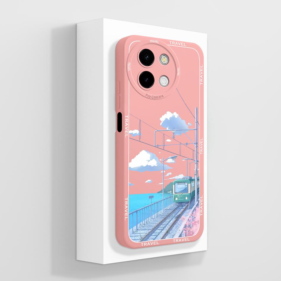 Case For Vivo Y38 Y58 T3X Y200i Y200T 5G Cute Panda Funda Soft Liquid Silicone Camera Protection Back Cover Shockproof Bumper