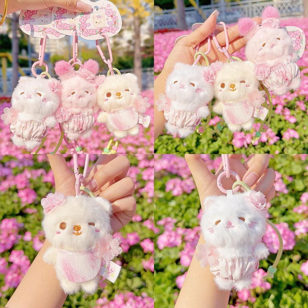 Cherry Blossom Bear Rabbit Cat Plush Keyring For Teen Girls And Collectors