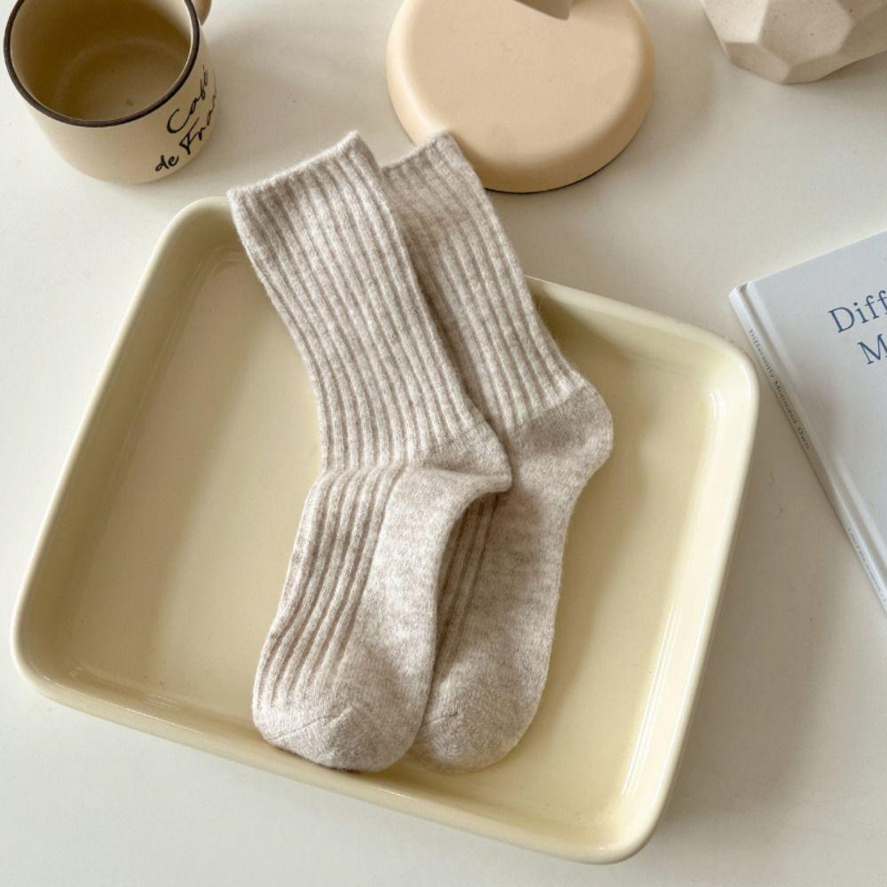 Winter Wool Socks Solid Color Sleep Socks Thickened Cotton Socks  Women
