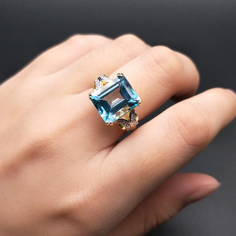 Натуральный хороший цвет BB, небесно-голубой топаз, комплект украшений, кольца, ожерелья и серьги, изысканные ювелирные изделия из серебра 925 пробы для женщин с подарочной коробкой